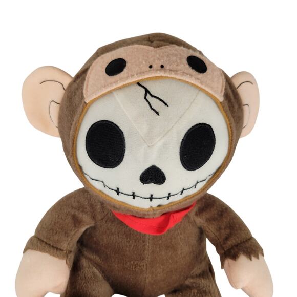 Fiesta Furrybones Plush Monkey Skeleton 9" Brown Red Scarf Stuffed Animal Toy - Picture 4 of 16